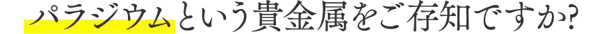 パラジウムという貴金属をご存知ですか?